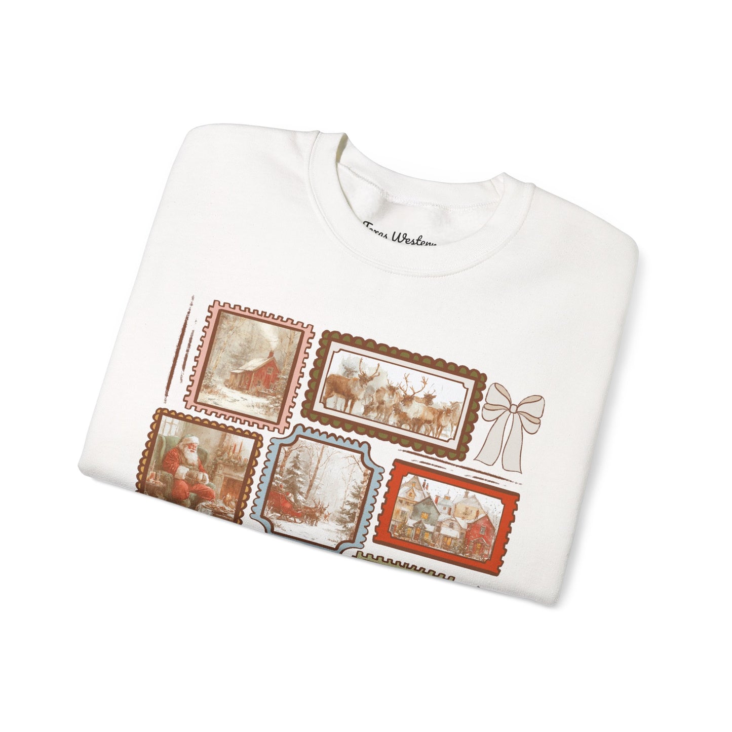 Vintage Christmas Stamps Crewneck - Gildan