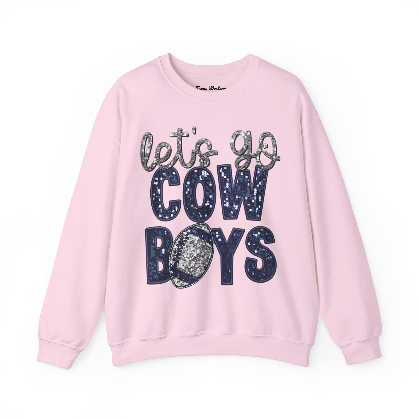 Let's Go Cowboys - Faux Sequins Crewneck - Gildan