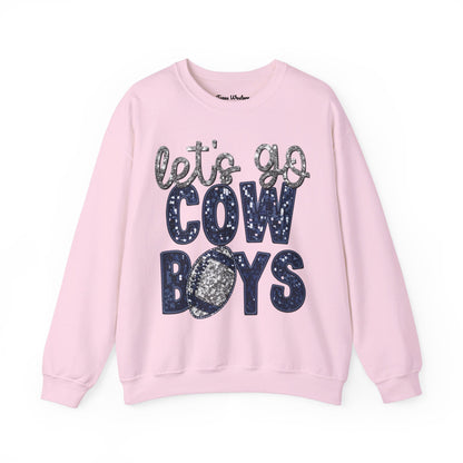 Let's Go Cowboys - Faux Sequins Crewneck - Gildan