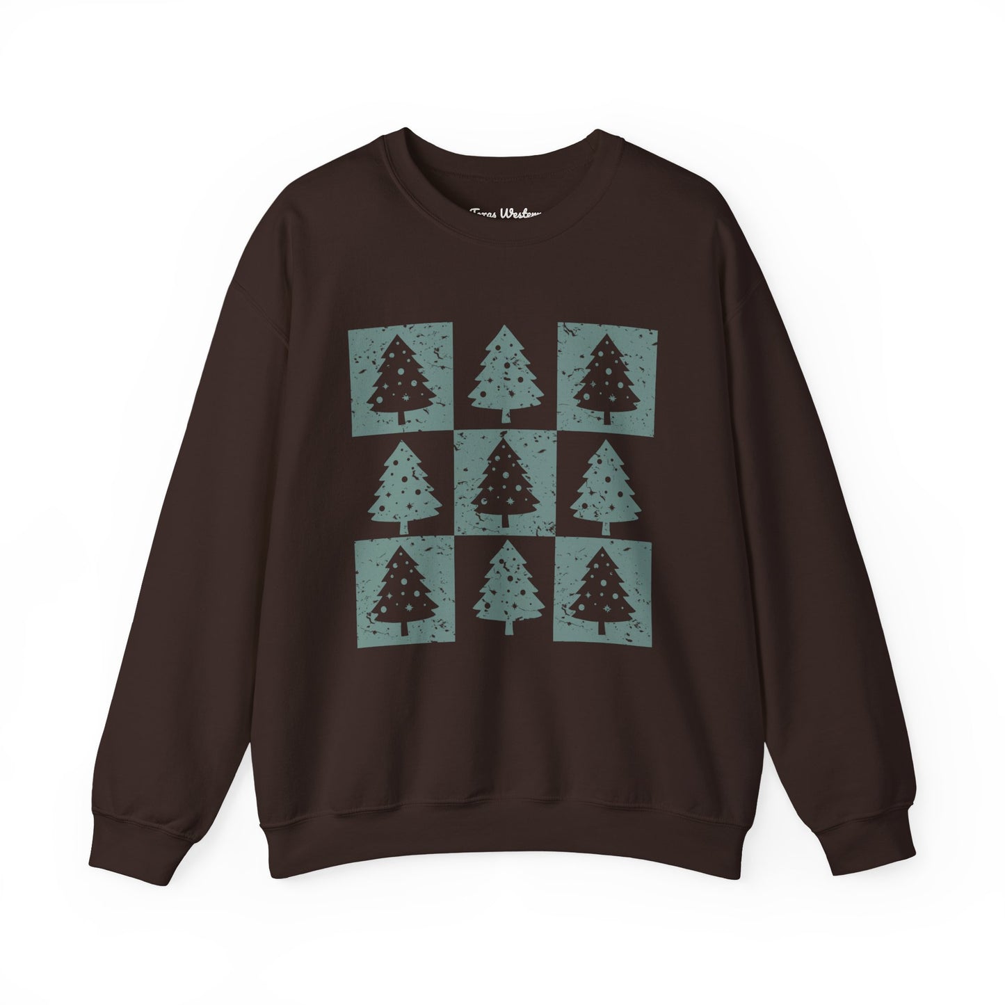 Checkered Christmas Tree Crewneck - Gildan