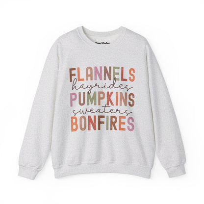 Flannels Pumpkins Bonfires Crewneck - Gildan