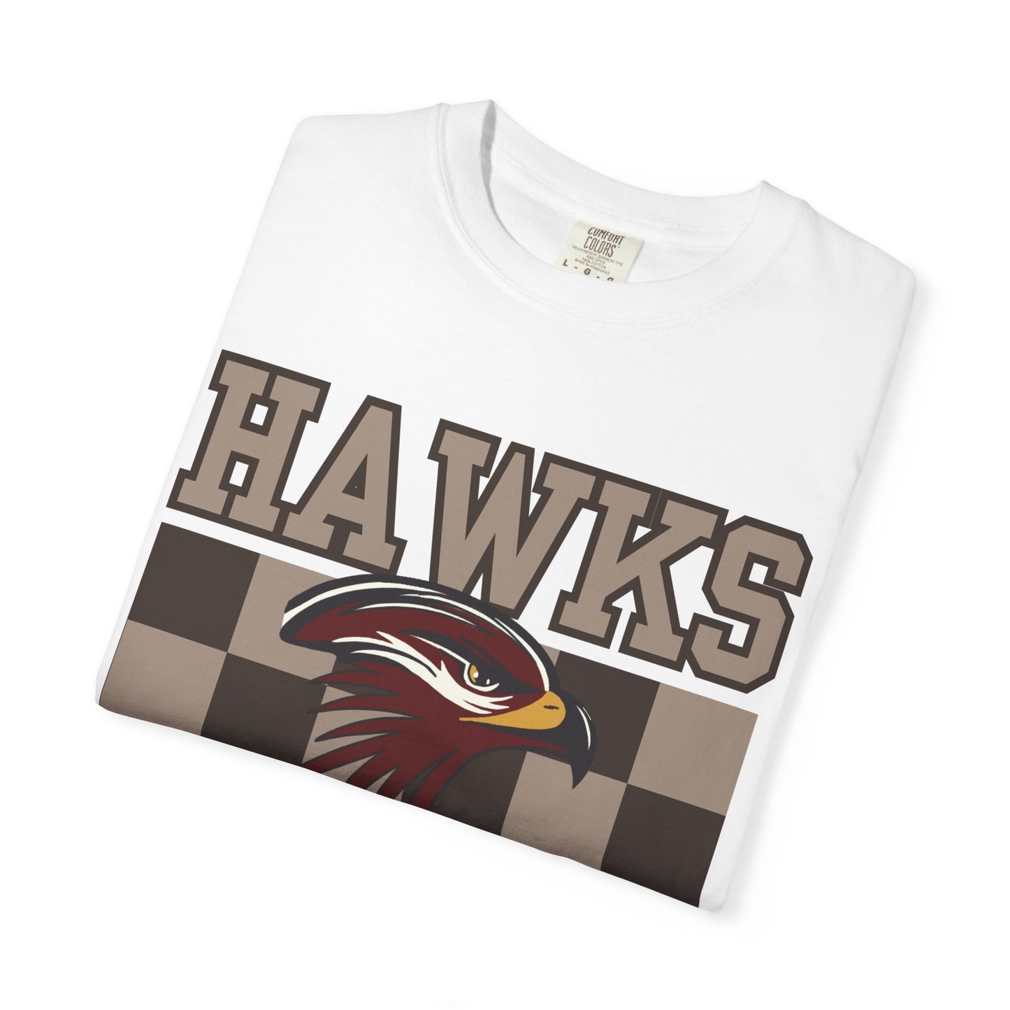 Checkered Chest Hawks Tee - Comfort Colors