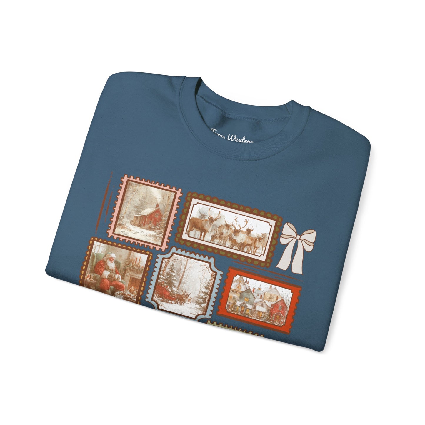 Vintage Christmas Stamps Crewneck - Gildan