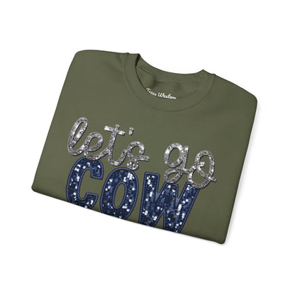 Let's Go Cowboys - Faux Sequins Crewneck - Gildan