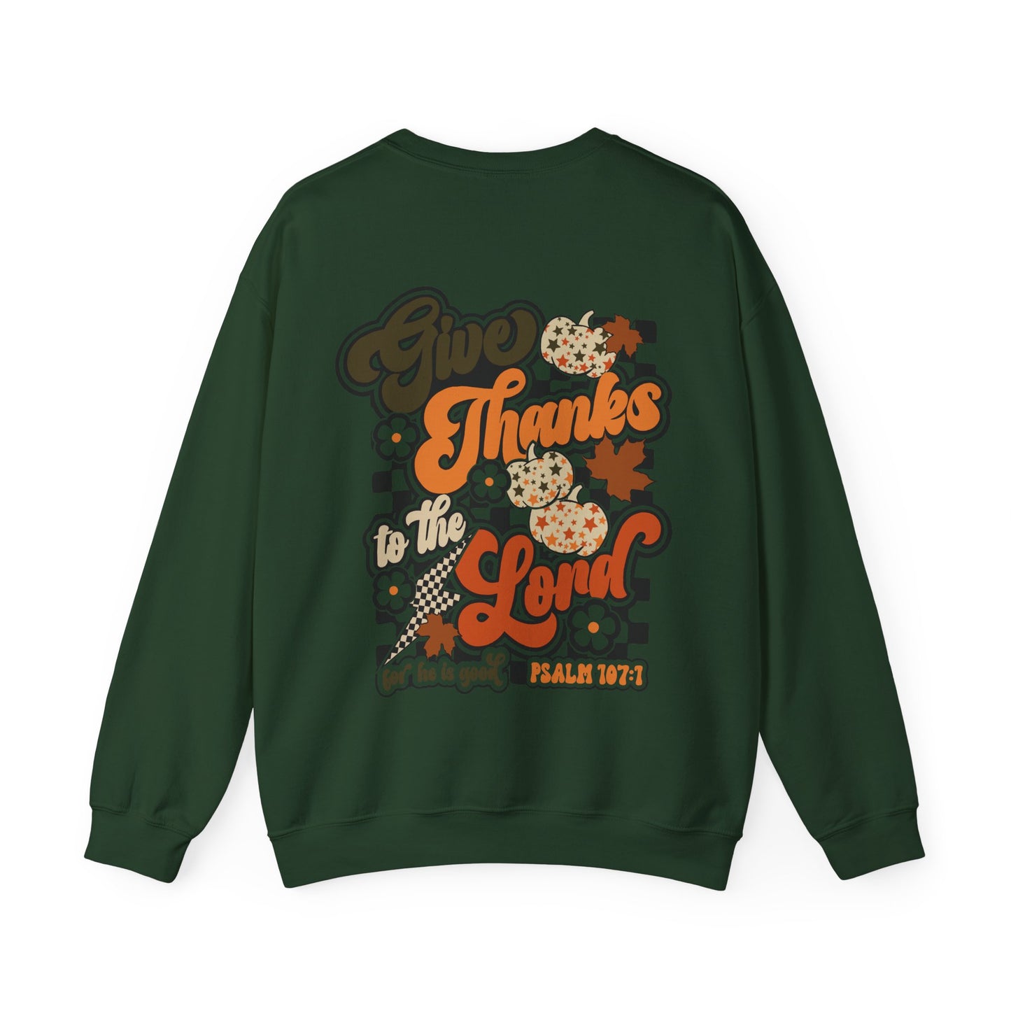 Give Thanks To The Lord Crewneck - Green - Gildan