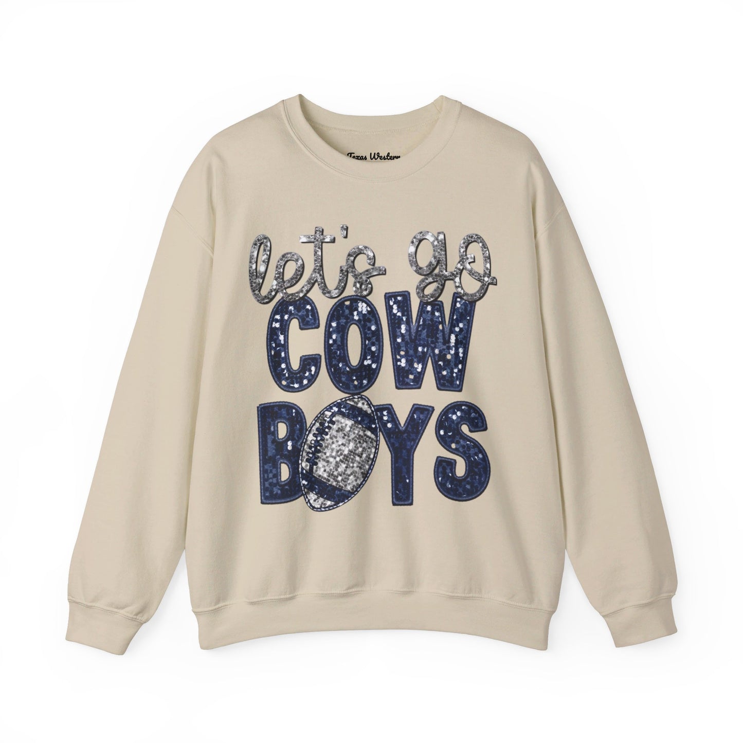 Let's Go Cowboys - Faux Sequins Crewneck - Gildan