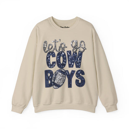 Let's Go Cowboys - Faux Sequins Crewneck - Gildan