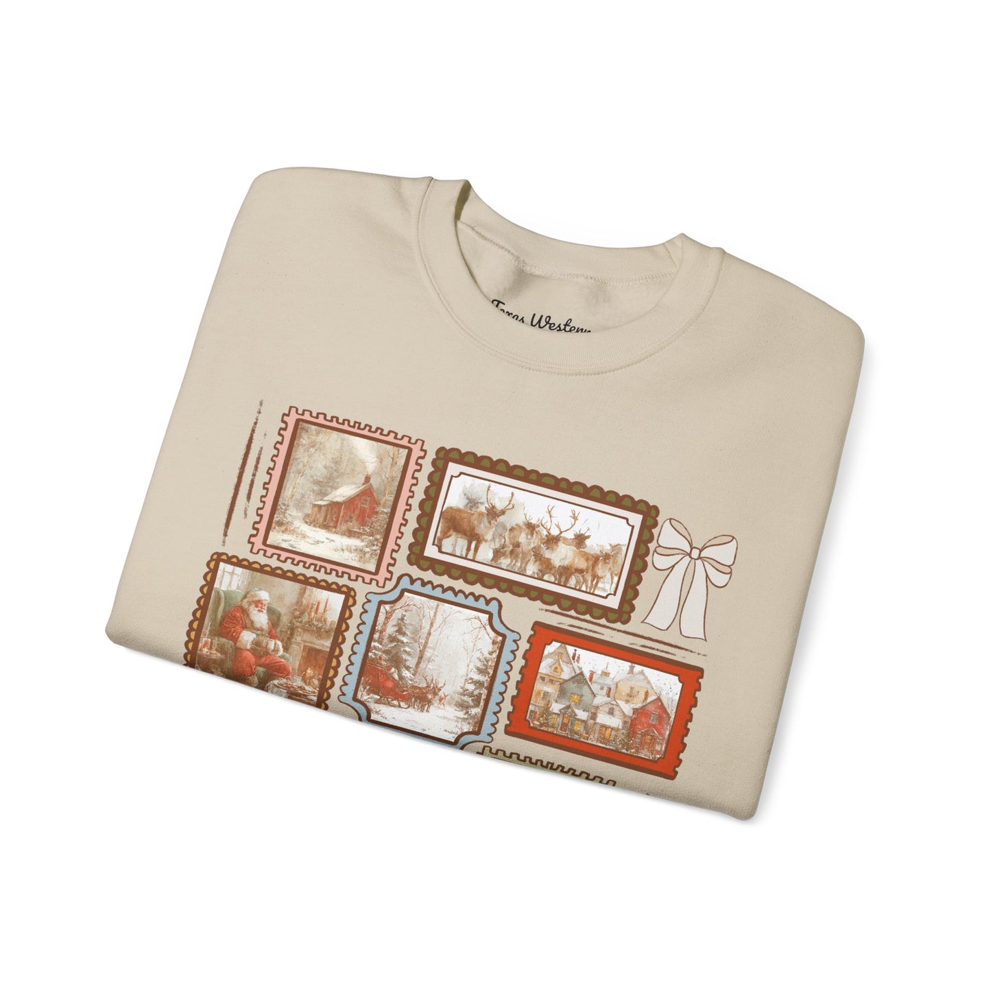 Vintage Christmas Stamps Crewneck - Gildan