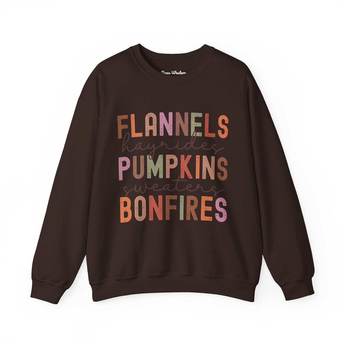 Flannels Pumpkins Bonfires Crewneck - Gildan