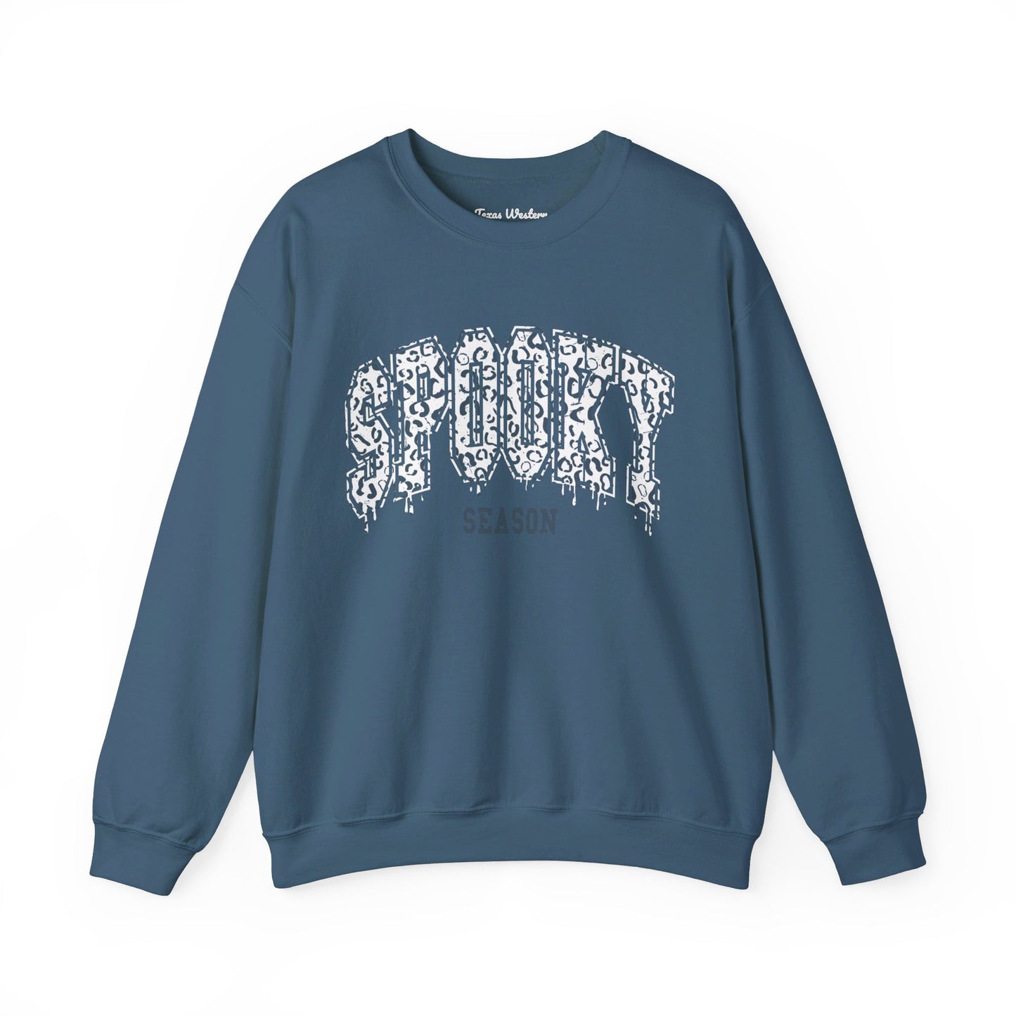 Spooky Season White Cheetah Crewneck - Gildan