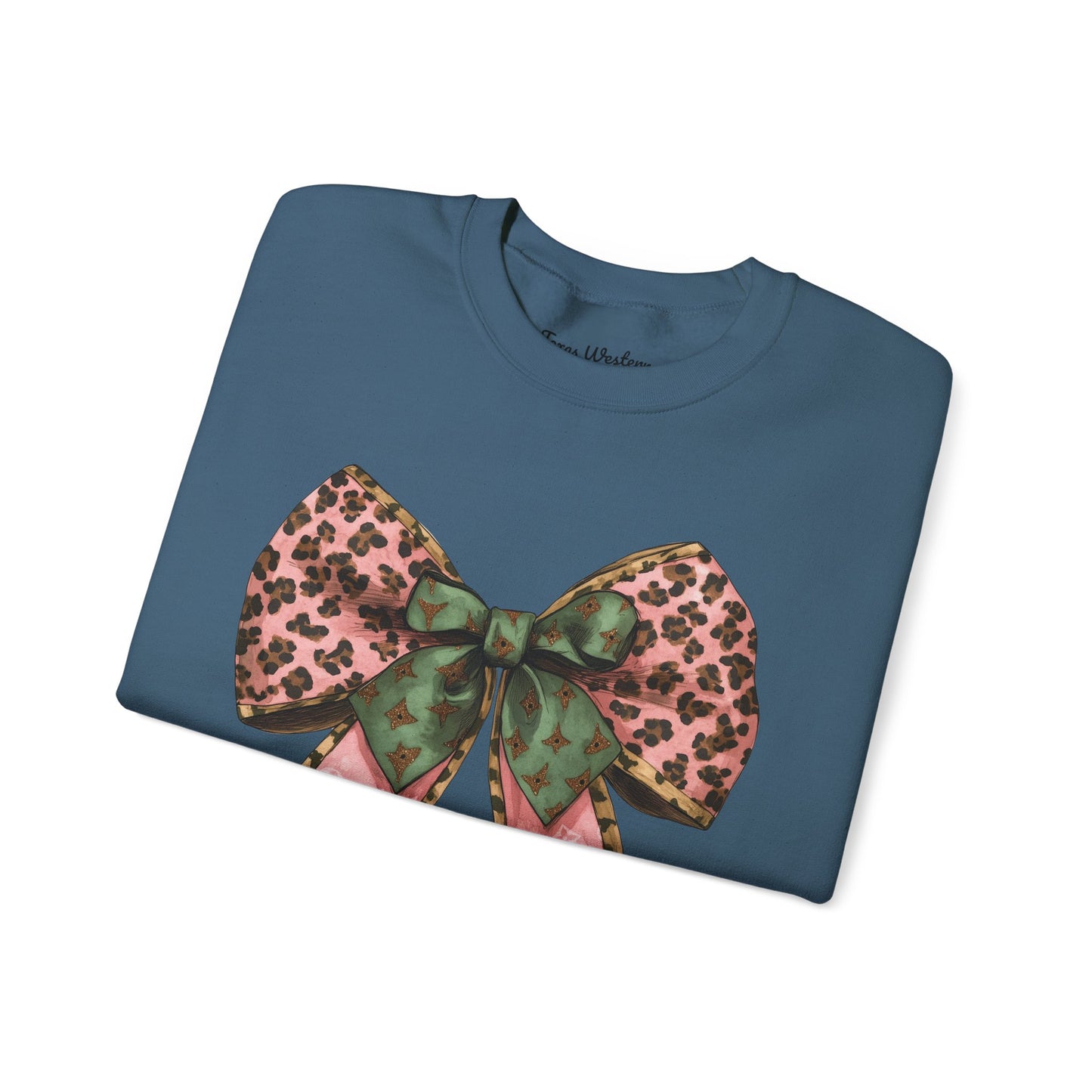 Cheetah Christmas Bow Crewneck - Gildan