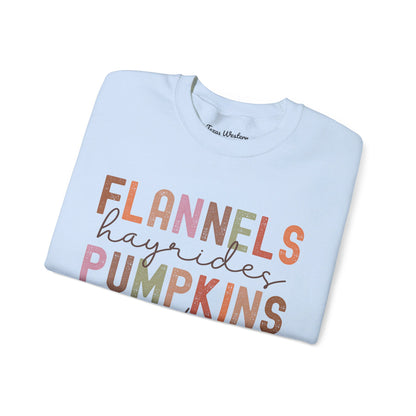 Flannels Pumpkins Bonfires Crewneck - Gildan