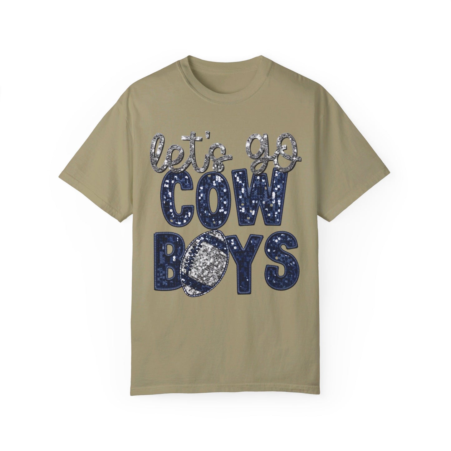 Let's Go Cowboys - Faux Sequin Tee - Comfort Colors