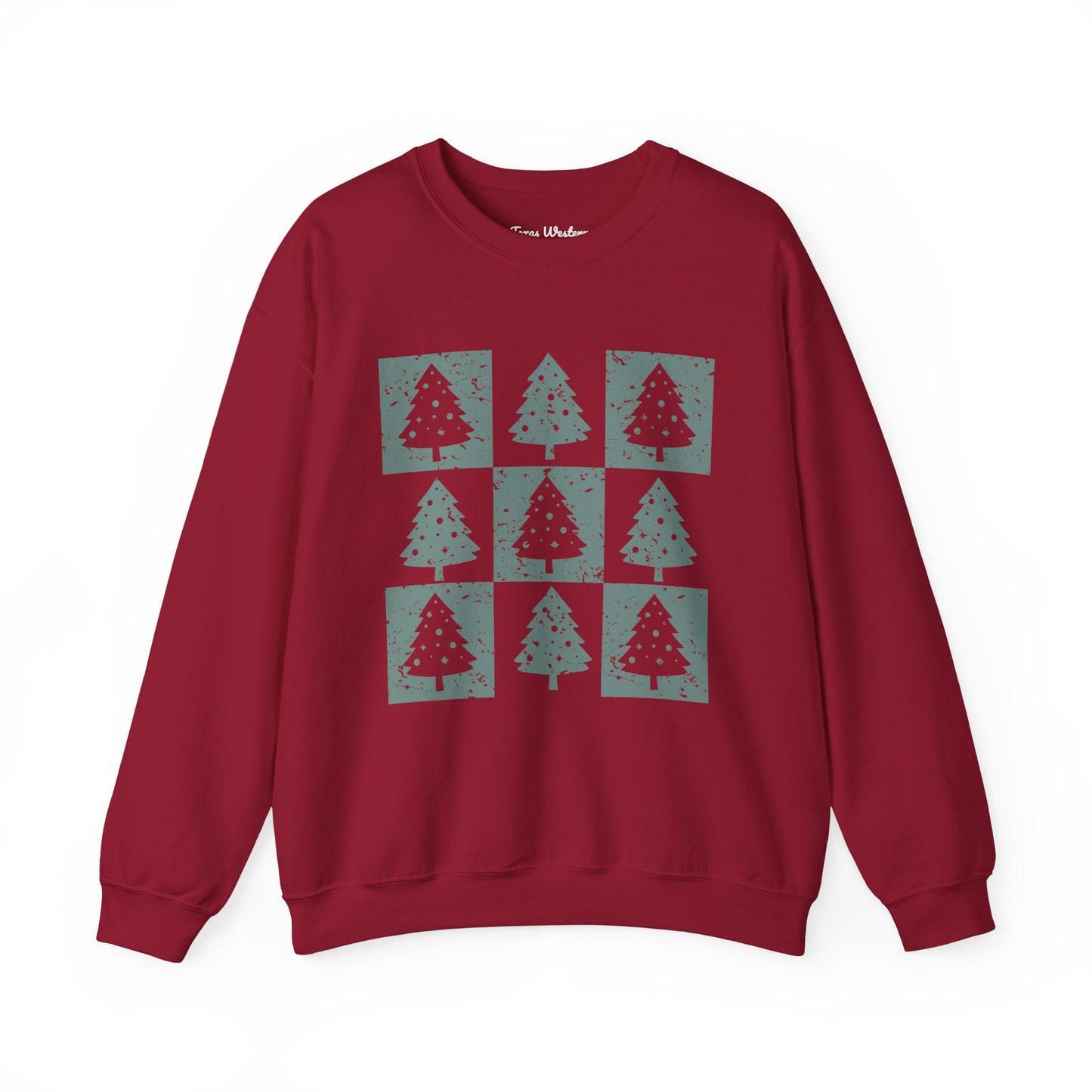 Checkered Christmas Tree Crewneck - Gildan