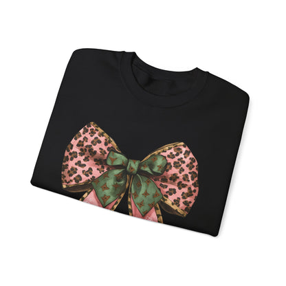 Cheetah Christmas Bow Crewneck - Gildan