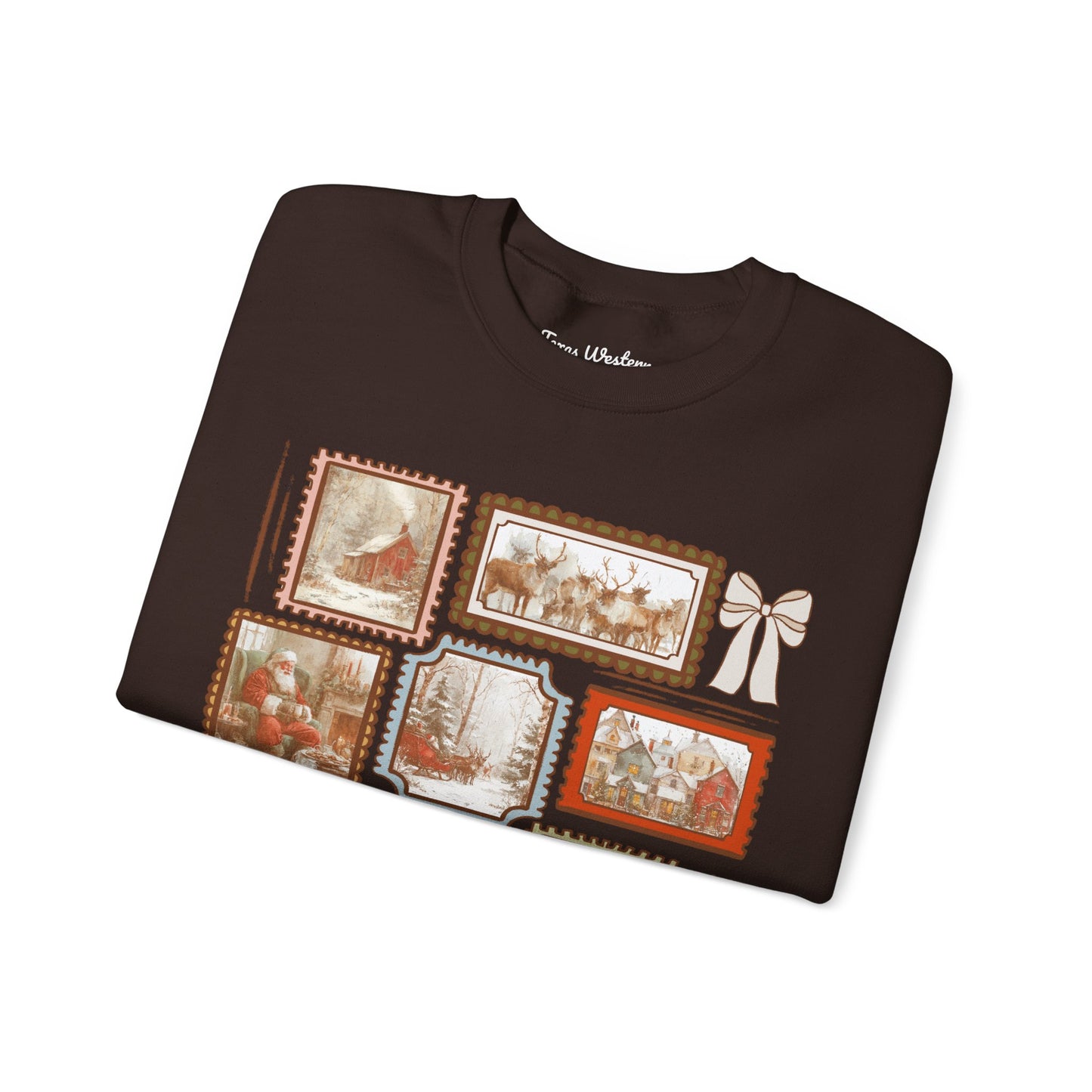 Vintage Christmas Stamps Crewneck - Gildan