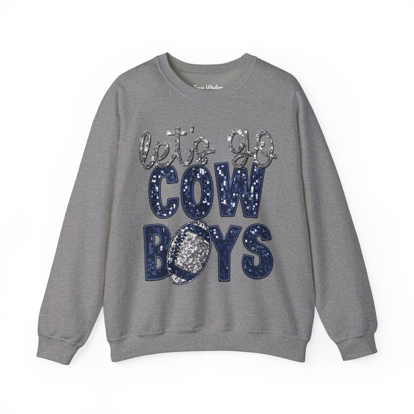 Let's Go Cowboys - Faux Sequins Crewneck - Gildan