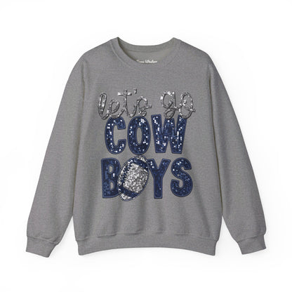 Let's Go Cowboys - Faux Sequins Crewneck - Gildan
