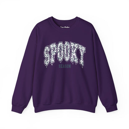 Spooky Season White Cheetah Crewneck - Gildan