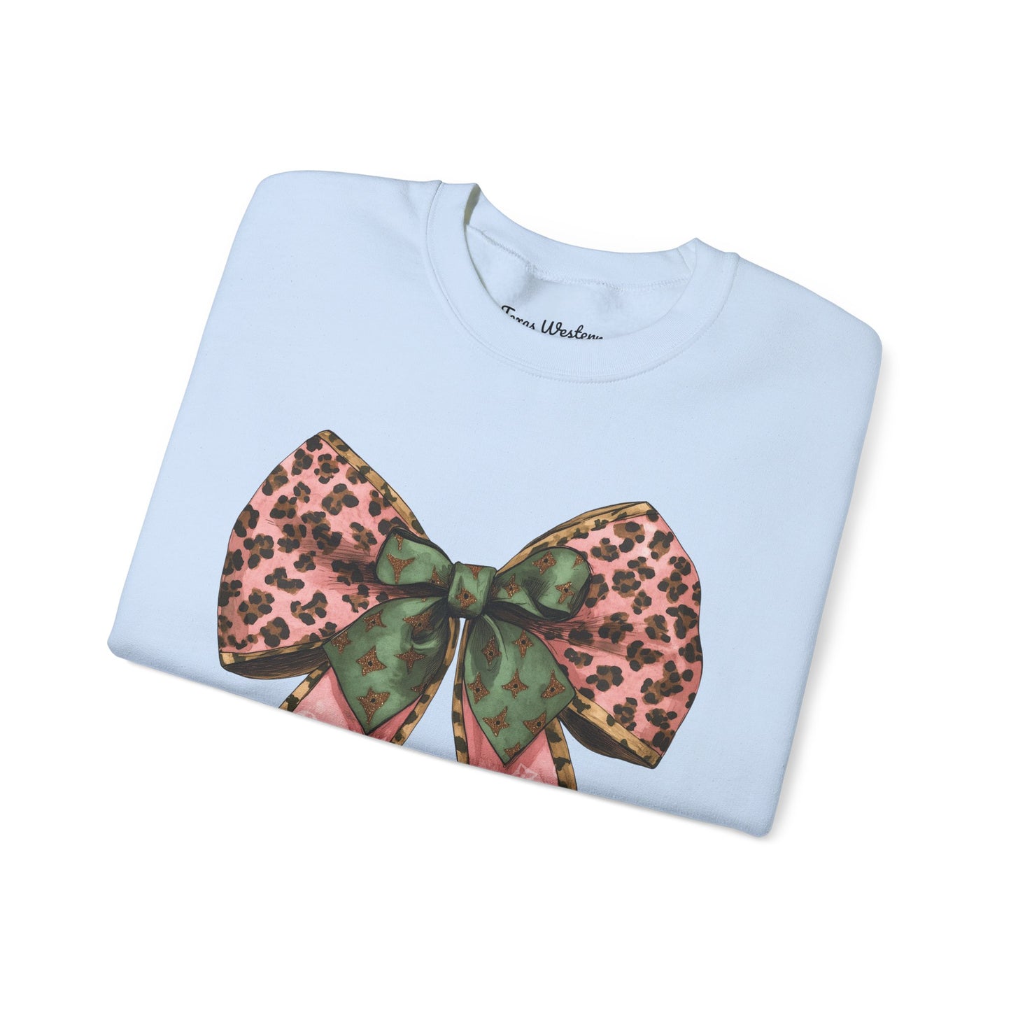 Cheetah Christmas Bow Crewneck - Gildan