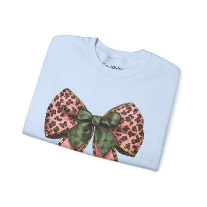 Cheetah Christmas Bow Crewneck - Gildan