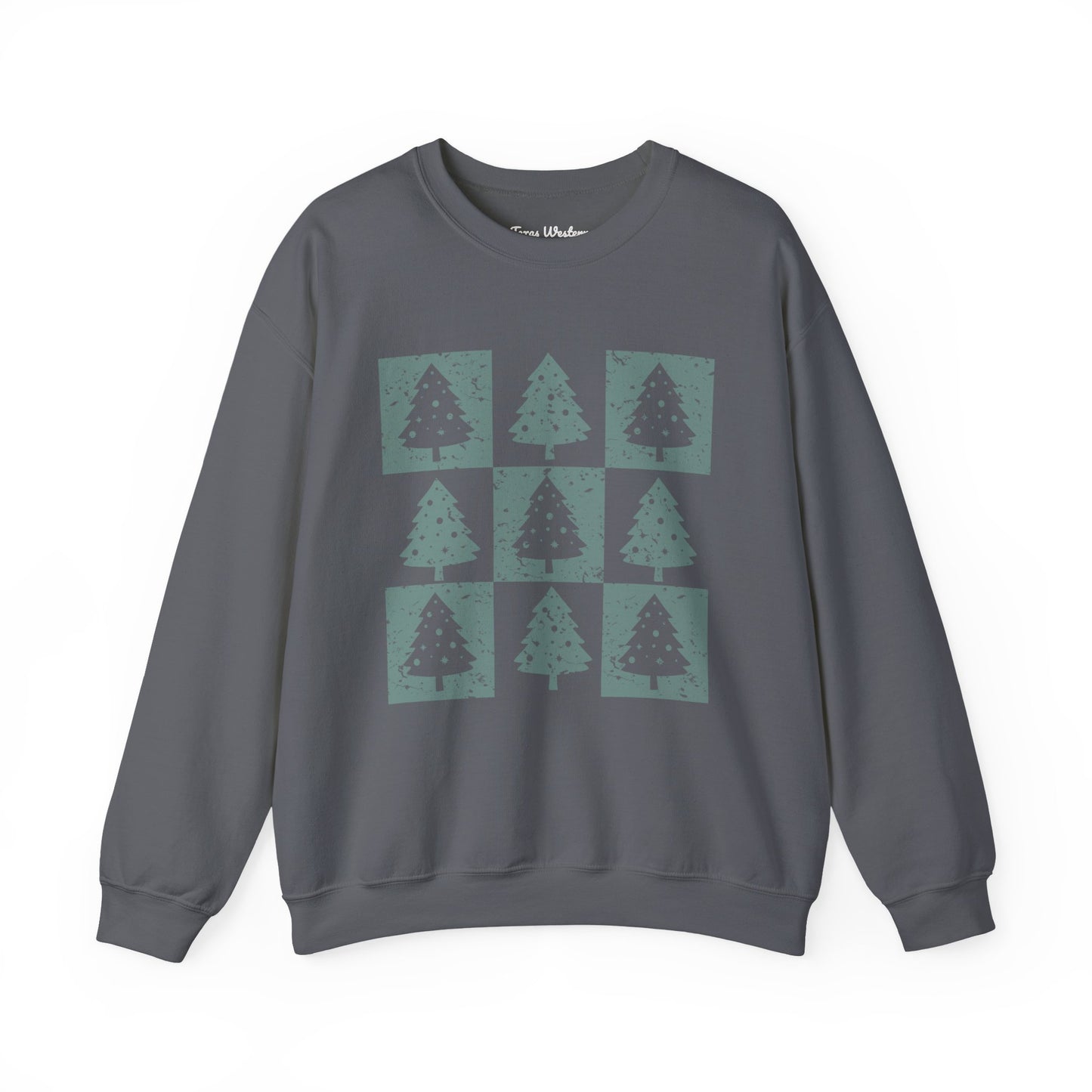 Checkered Christmas Tree Crewneck - Gildan