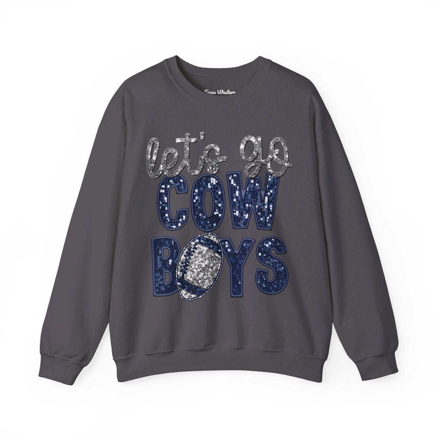 Let's Go Cowboys - Faux Sequins Crewneck - Gildan