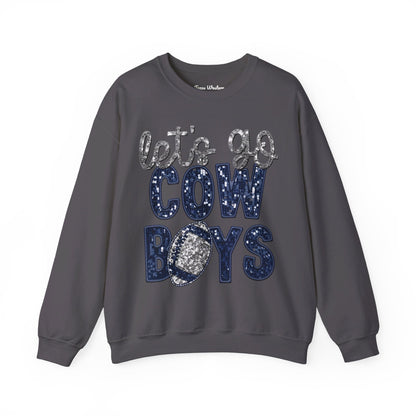 Let's Go Cowboys - Faux Sequins Crewneck - Gildan