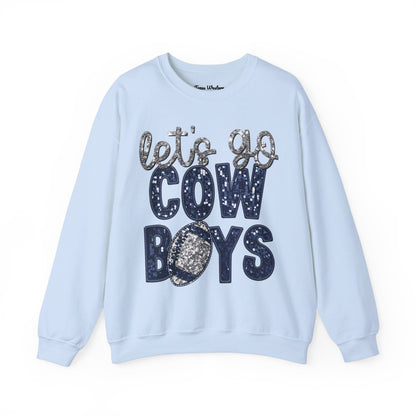 Let's Go Cowboys - Faux Sequins Crewneck - Gildan