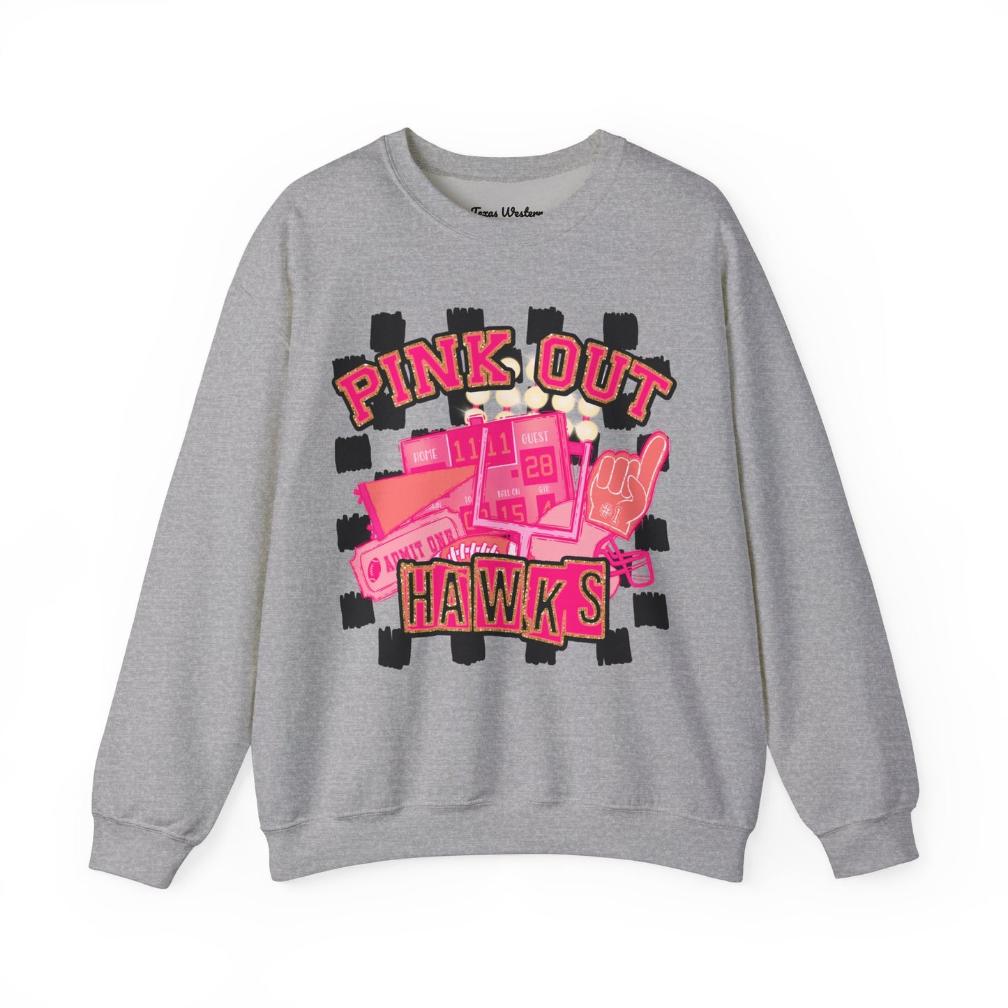 Pink Out Hawks Crewneck - Gildan
