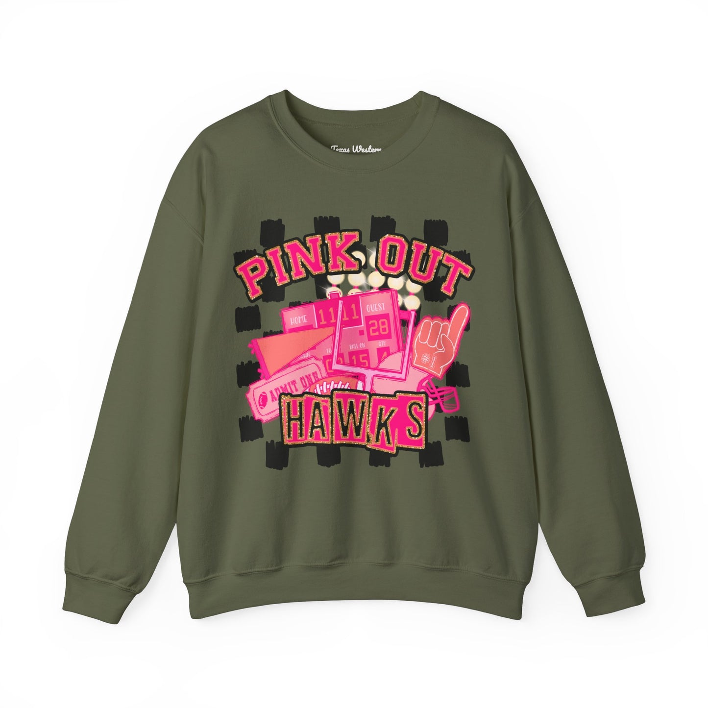 Pink Out Hawks Crewneck - Gildan