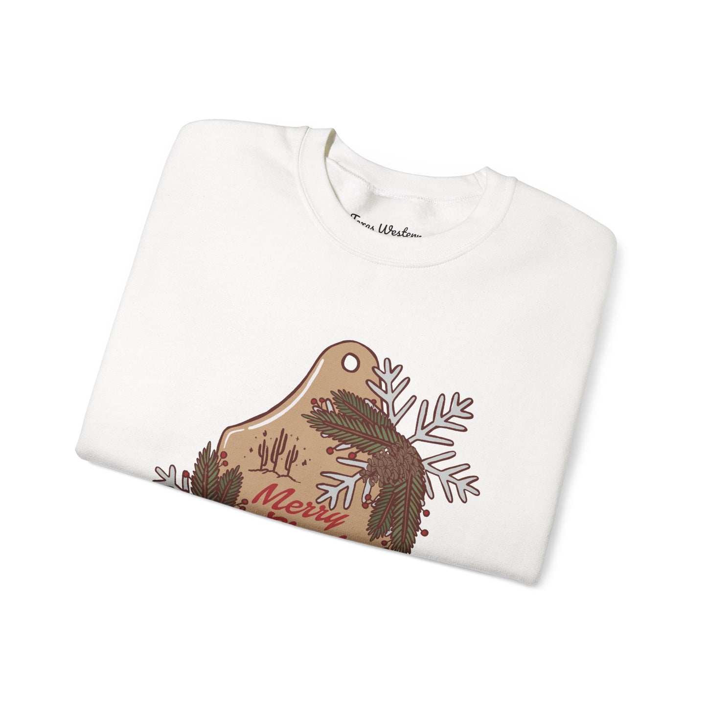 Christmas Cow Tag Crewneck - Gildan