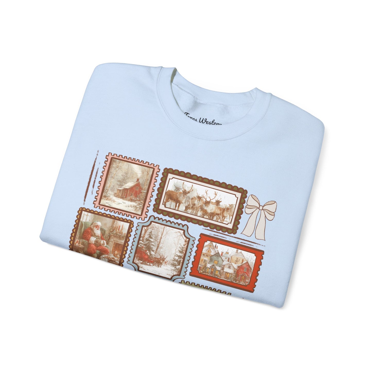 Vintage Christmas Stamps Crewneck - Gildan
