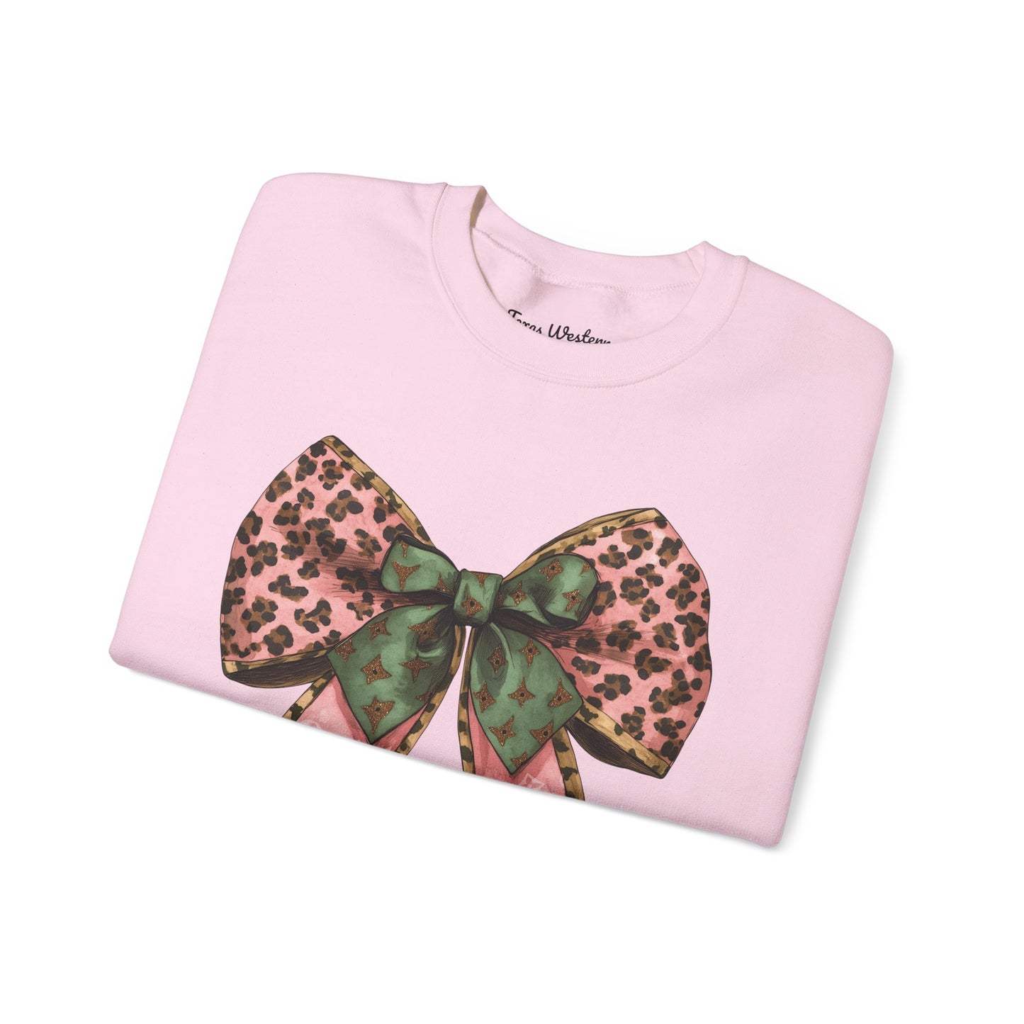 Cheetah Christmas Bow Crewneck - Gildan