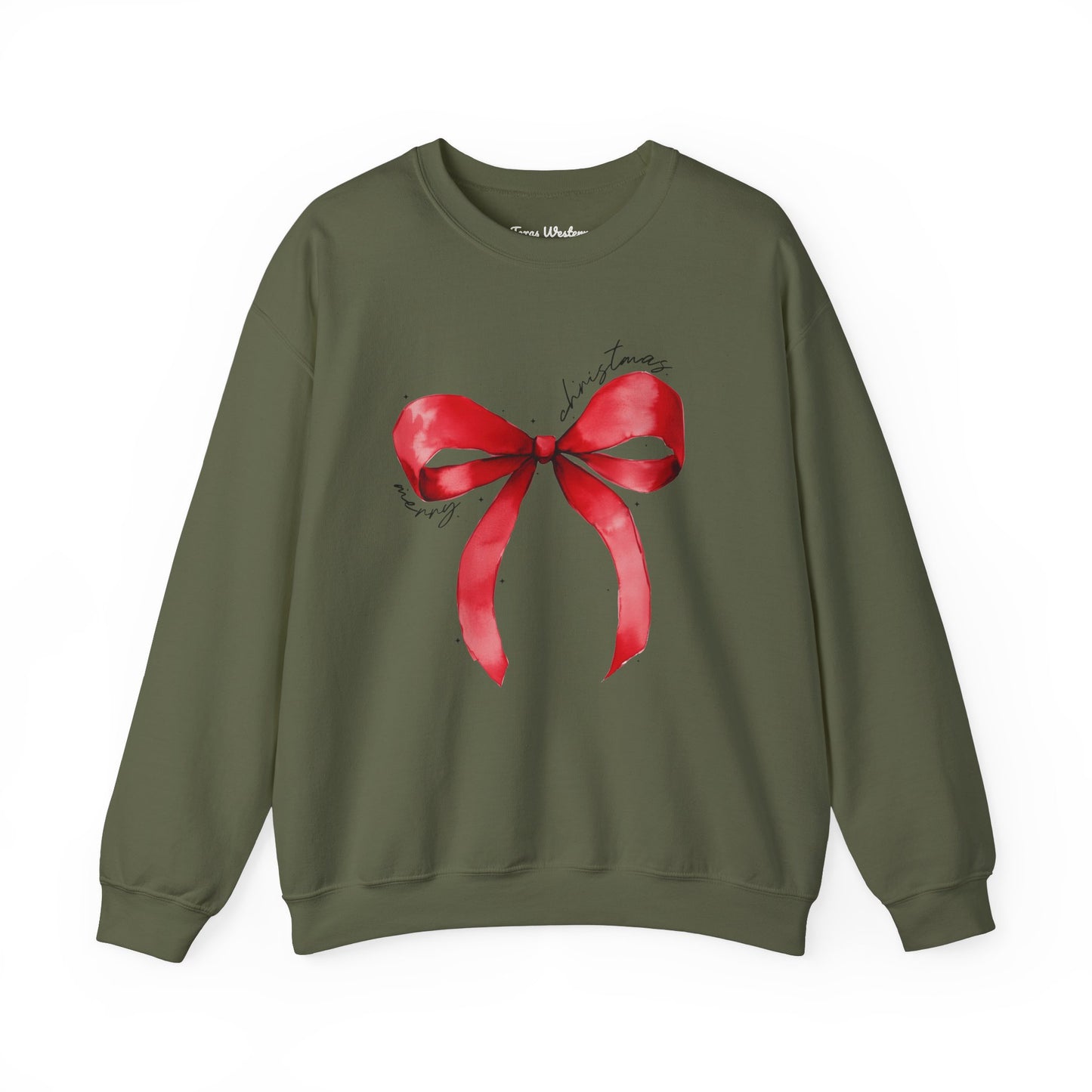 Merry Christmas Bow Crewneck - Gildan