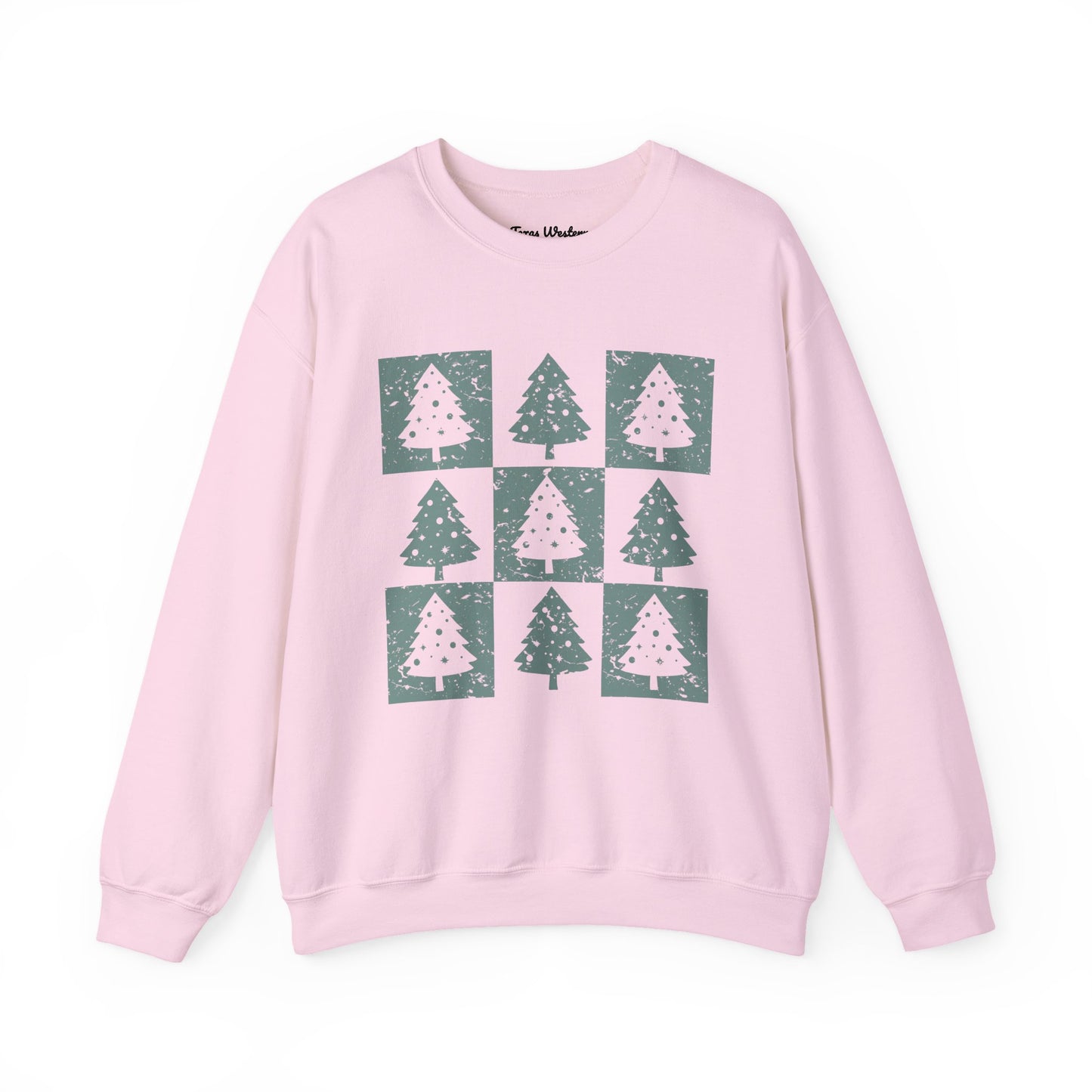 Checkered Christmas Tree Crewneck - Gildan