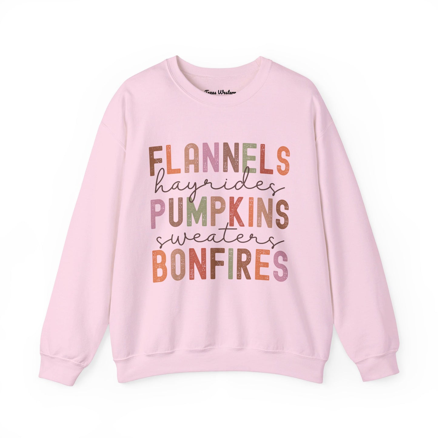 Flannels Pumpkins Bonfires Crewneck - Gildan