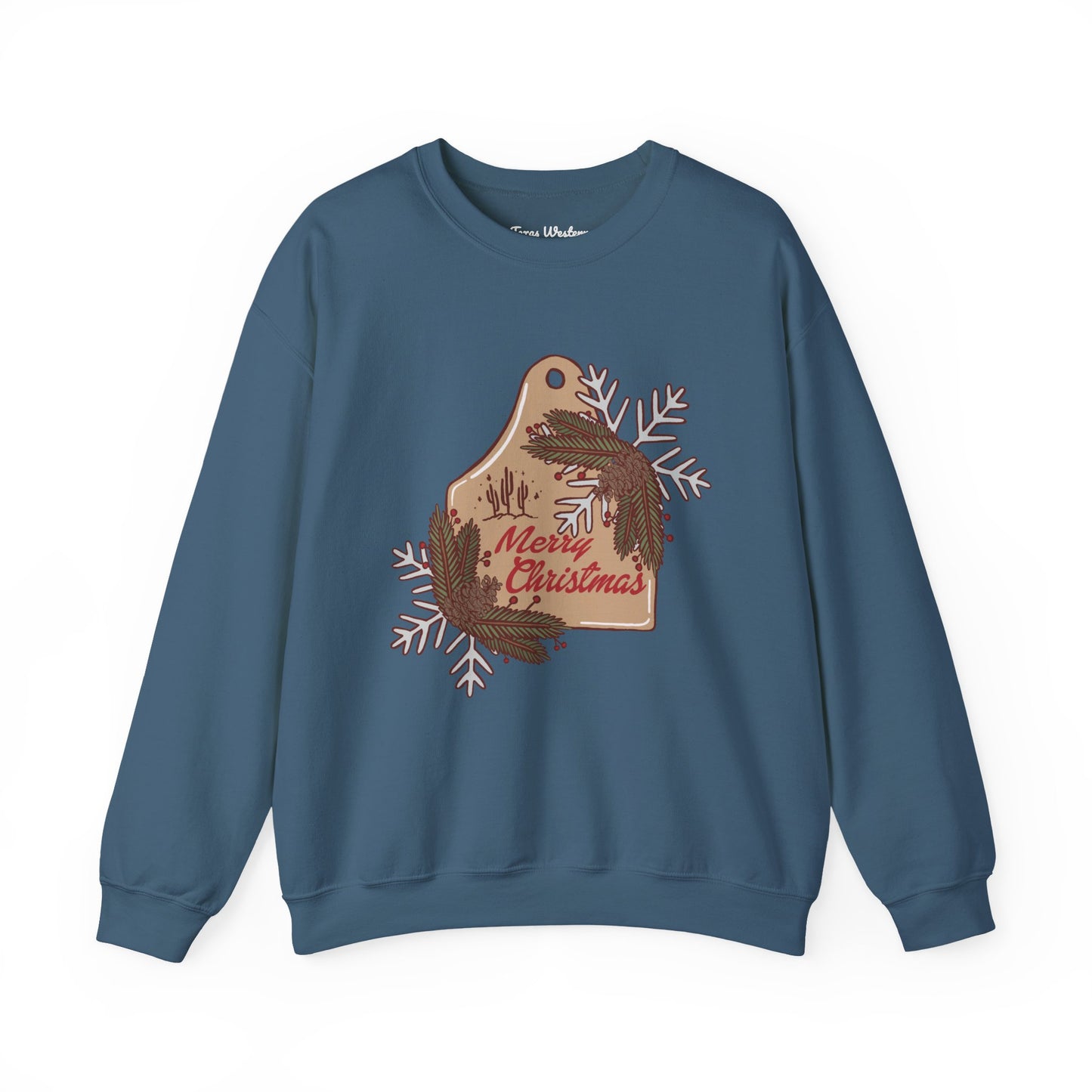Christmas Cow Tag Crewneck - Gildan