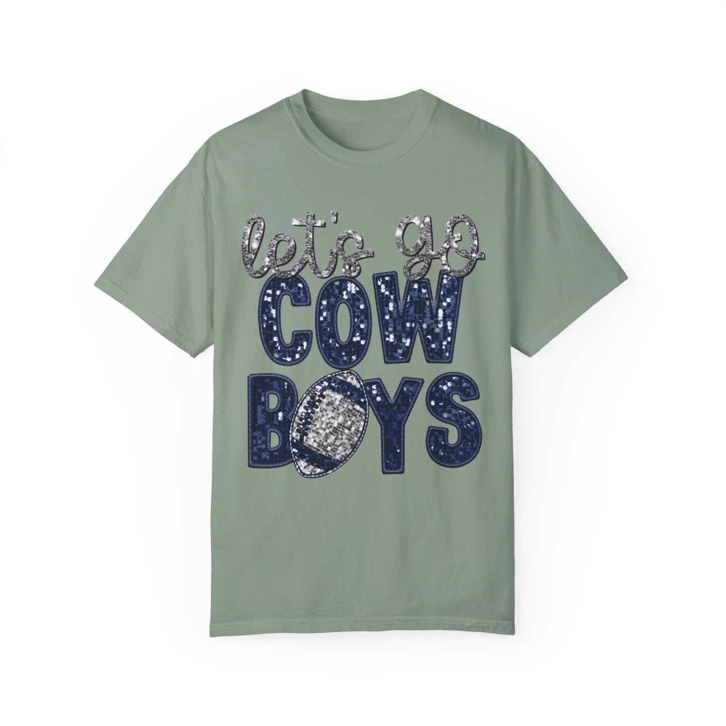 Let's Go Cowboys - Faux Sequin Tee - Comfort Colors