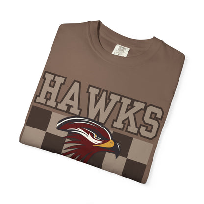 Checkered Chest Hawks Tee - Comfort Colors