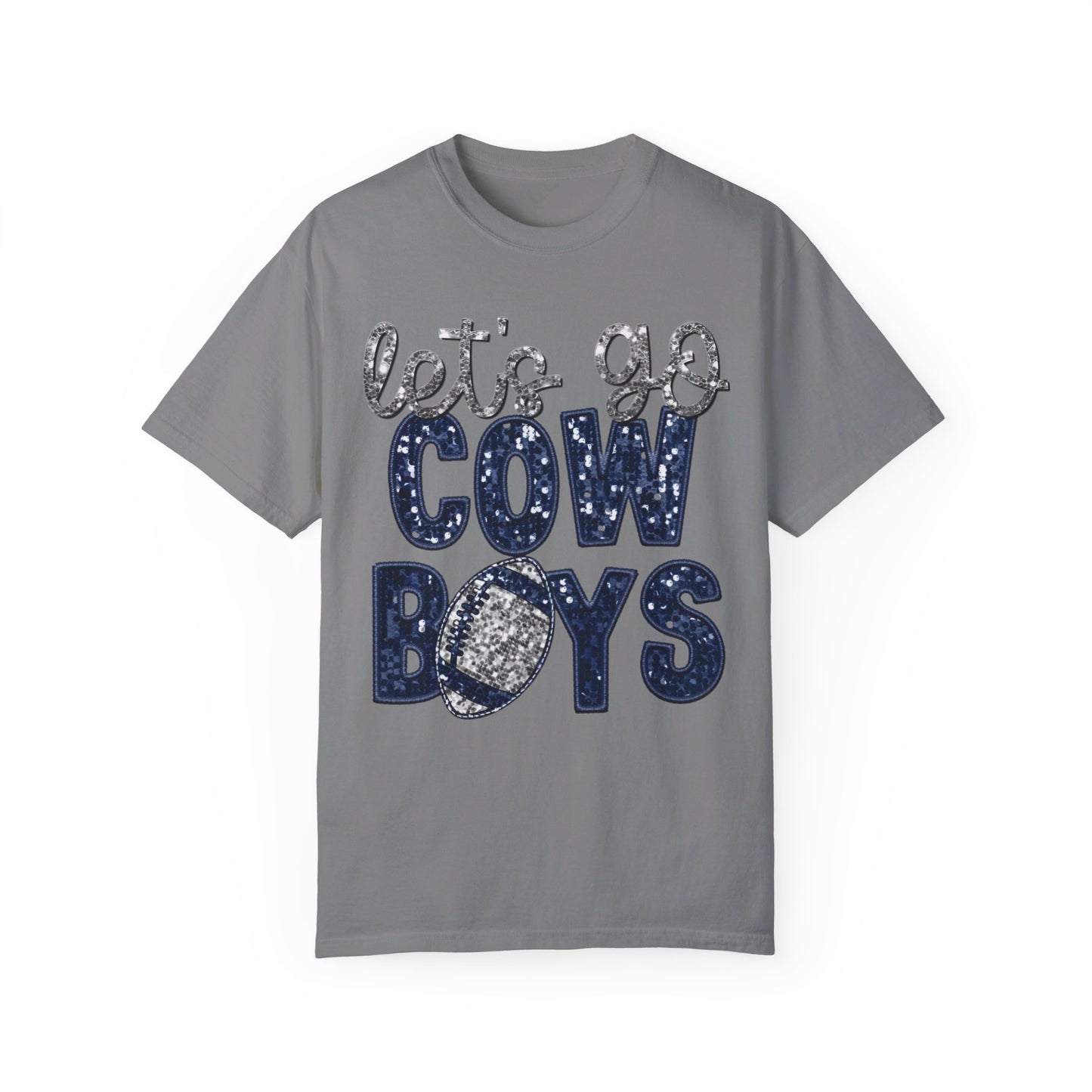 Let's Go Cowboys - Faux Sequin Tee - Comfort Colors