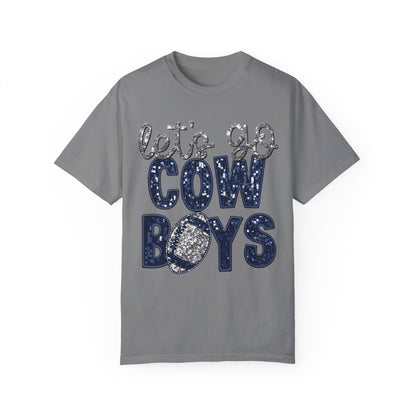 Let's Go Cowboys - Faux Sequin Tee - Comfort Colors