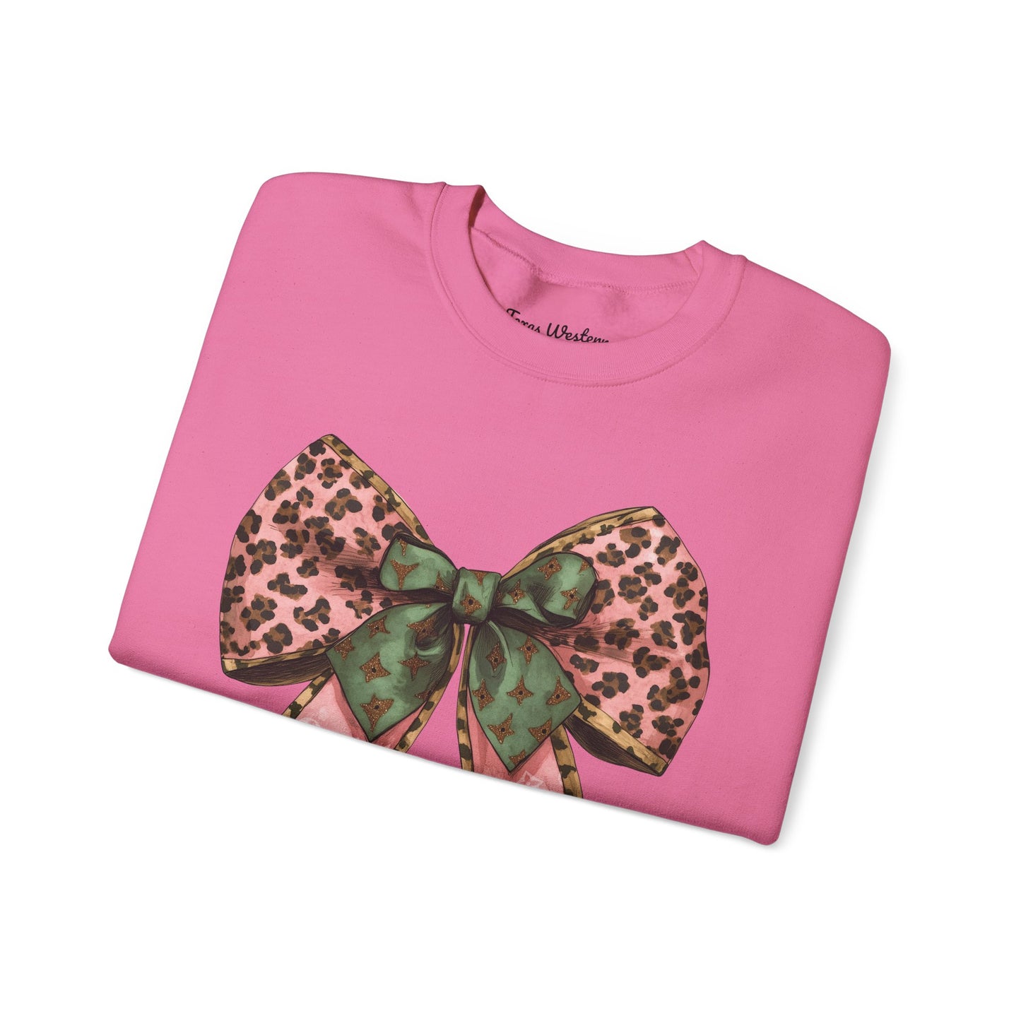 Cheetah Christmas Bow Crewneck - Gildan