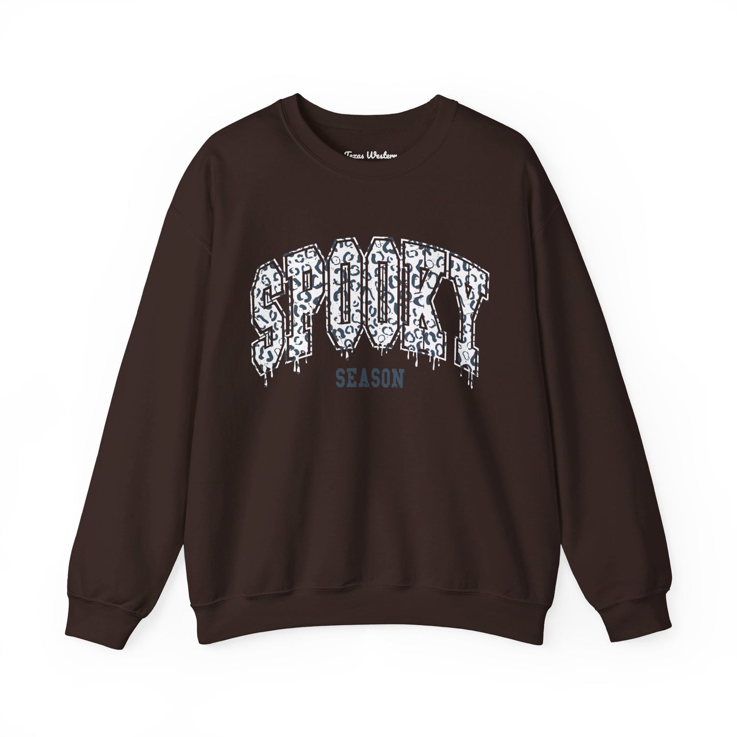 Spooky Season White Cheetah Crewneck - Gildan