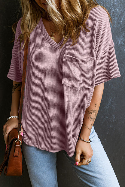 Textured V-Neck T-Shirt