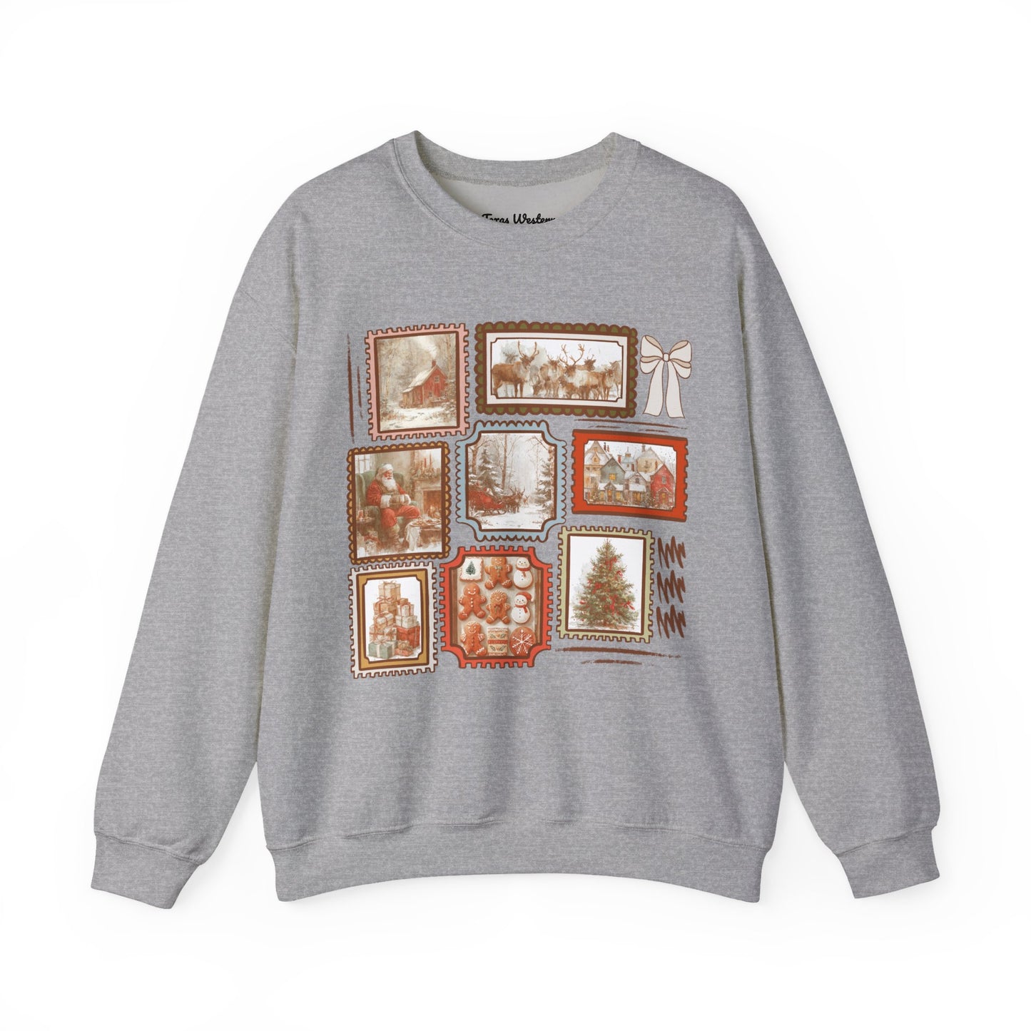 Vintage Christmas Stamps Crewneck - Gildan
