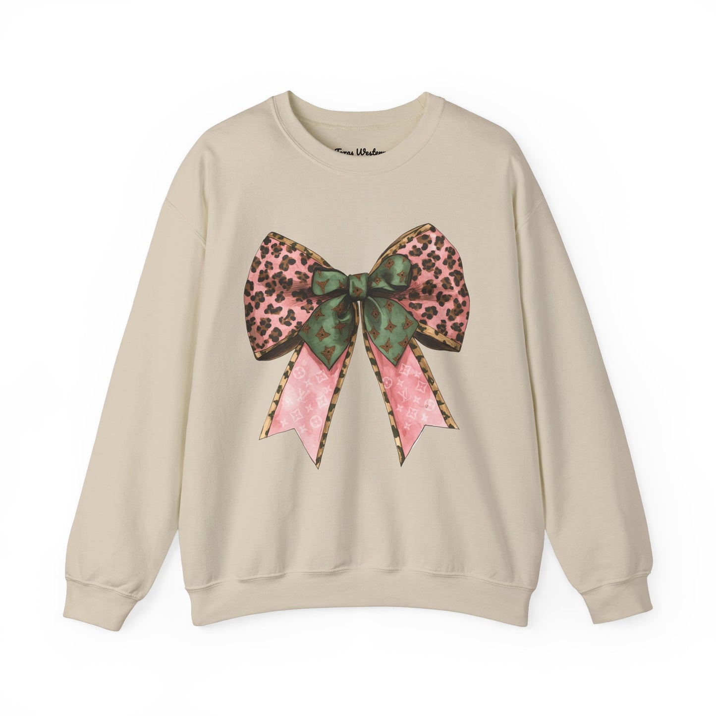 Cheetah Christmas Bow Crewneck - Gildan