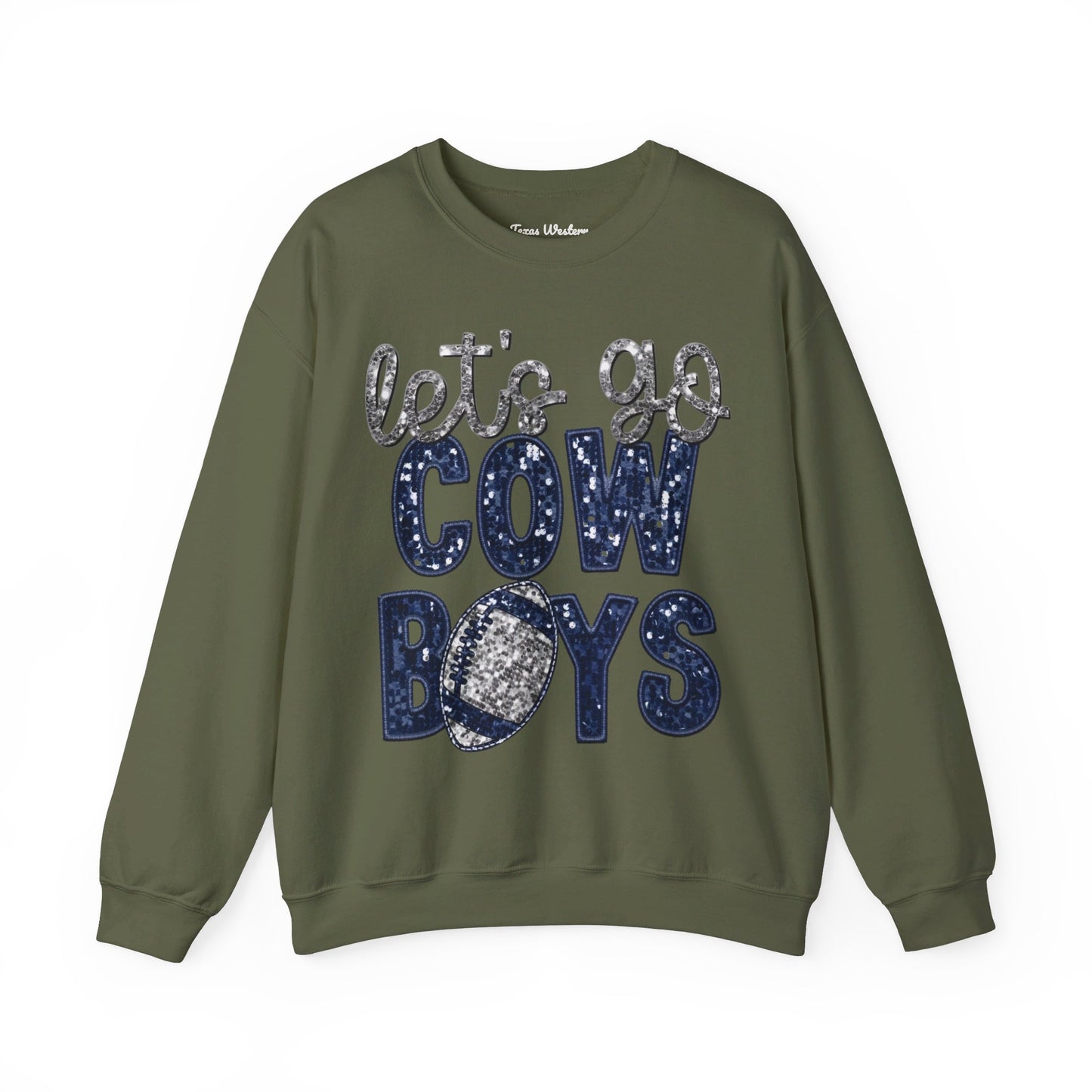 Let's Go Cowboys - Faux Sequins Crewneck - Gildan