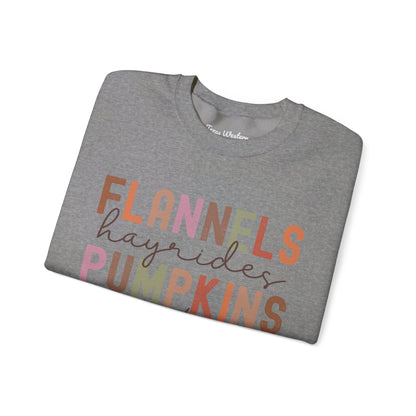 Flannels Pumpkins Bonfires Crewneck - Gildan