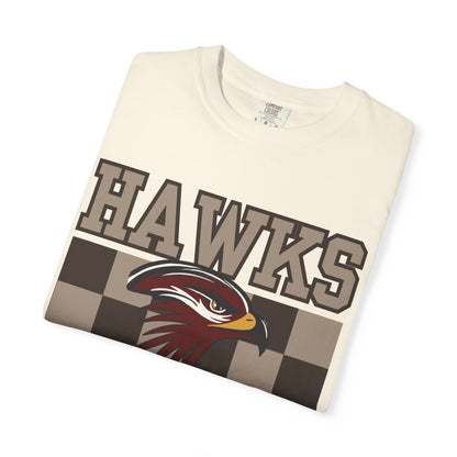 Checkered Chest Hawks Tee - Comfort Colors